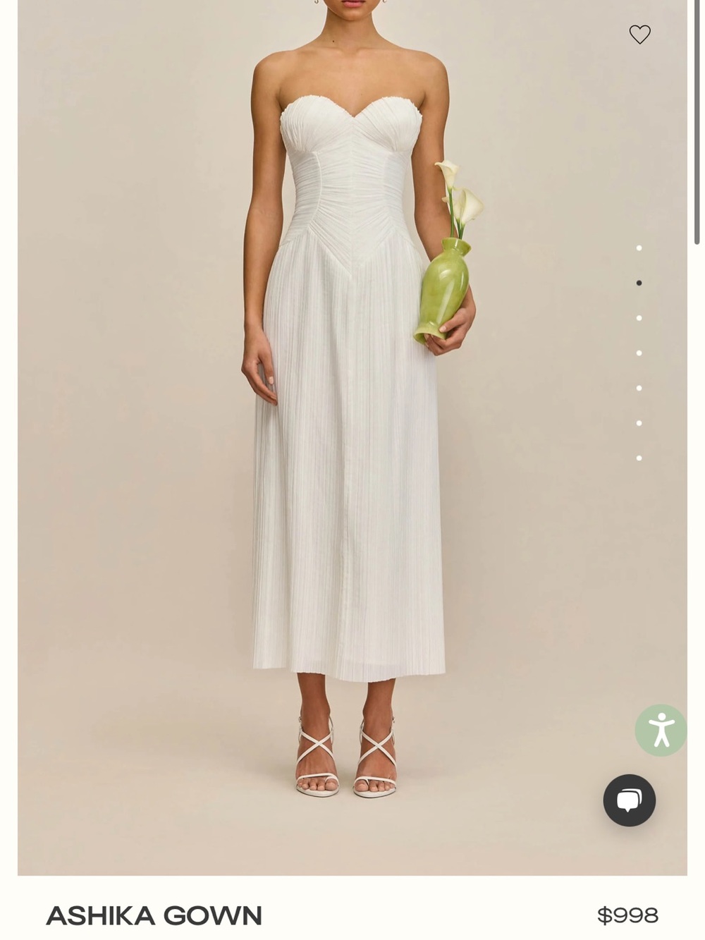 cult gaia White Strapless Pleated Midi Dress